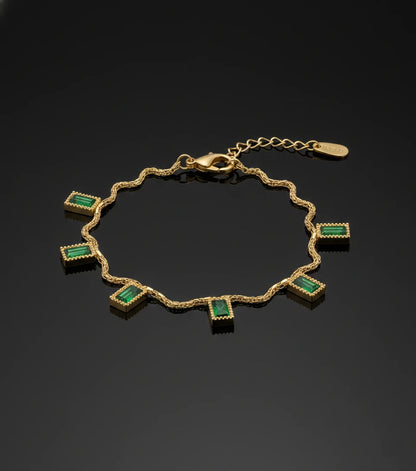 Emerald Green Block Drop Necklace