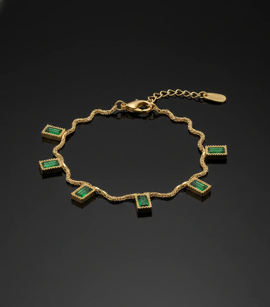 Emerald Green Block Drop Necklace