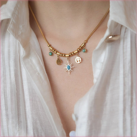 Boho Sun Charm Necklace