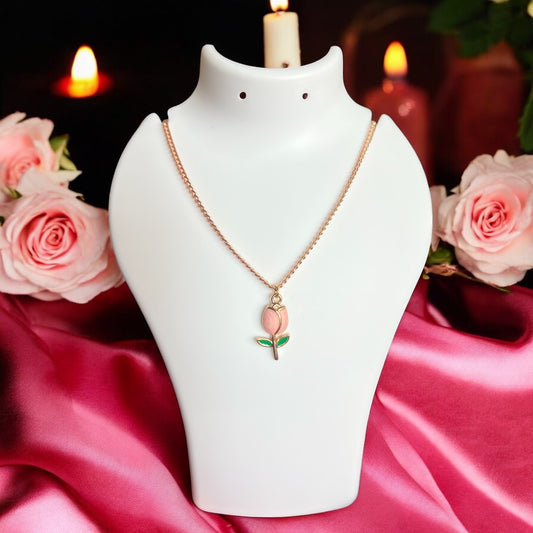 Pink tulip charm chain