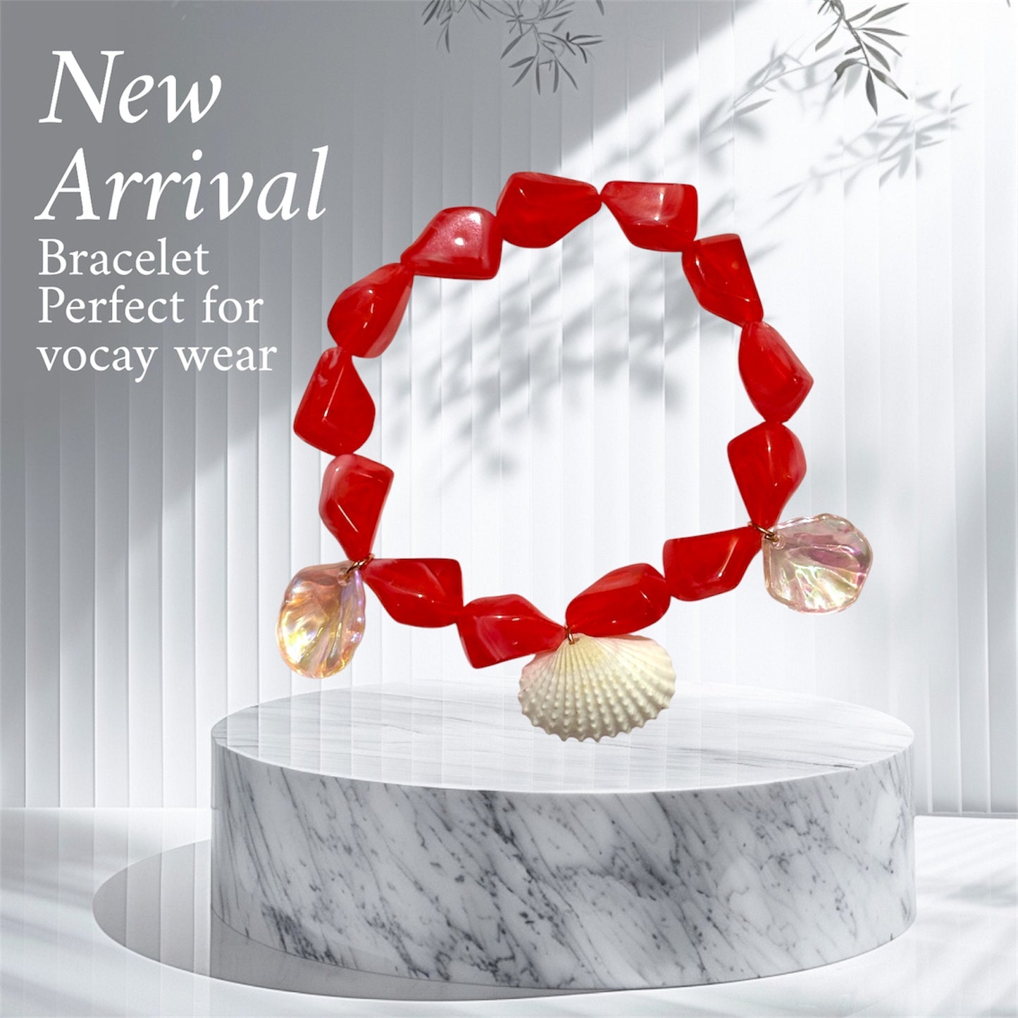 Coral Stone Shell Bracelet