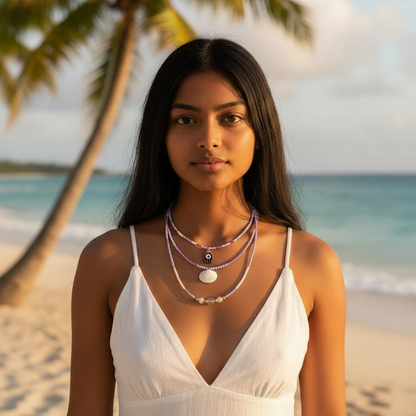 Lavender Charm Stack Necklace