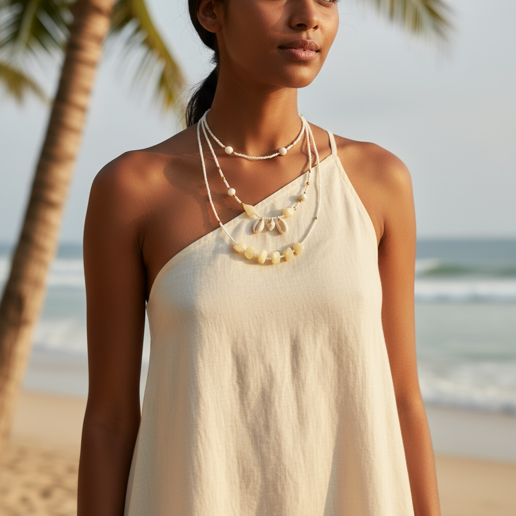 Sandy Seashell Stack Necklaces