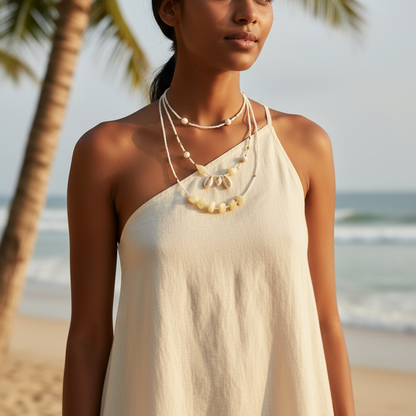 Sandy Seashell Stack Necklaces