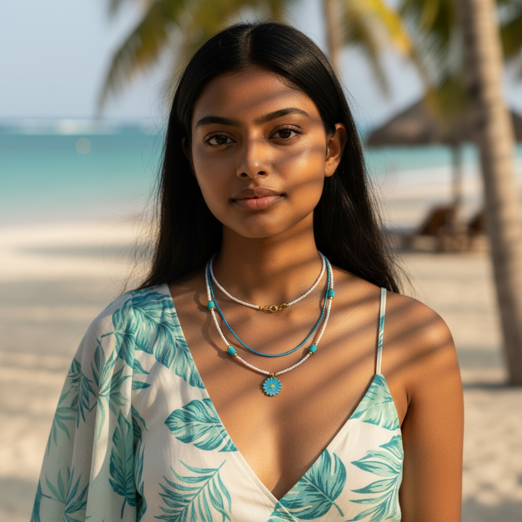 Blue Bloom Stack Necklaces