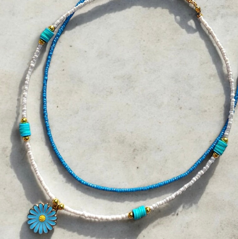 Blue Bloom Stack Necklaces