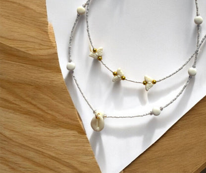 White Coastal Breeze Stack Necklaces