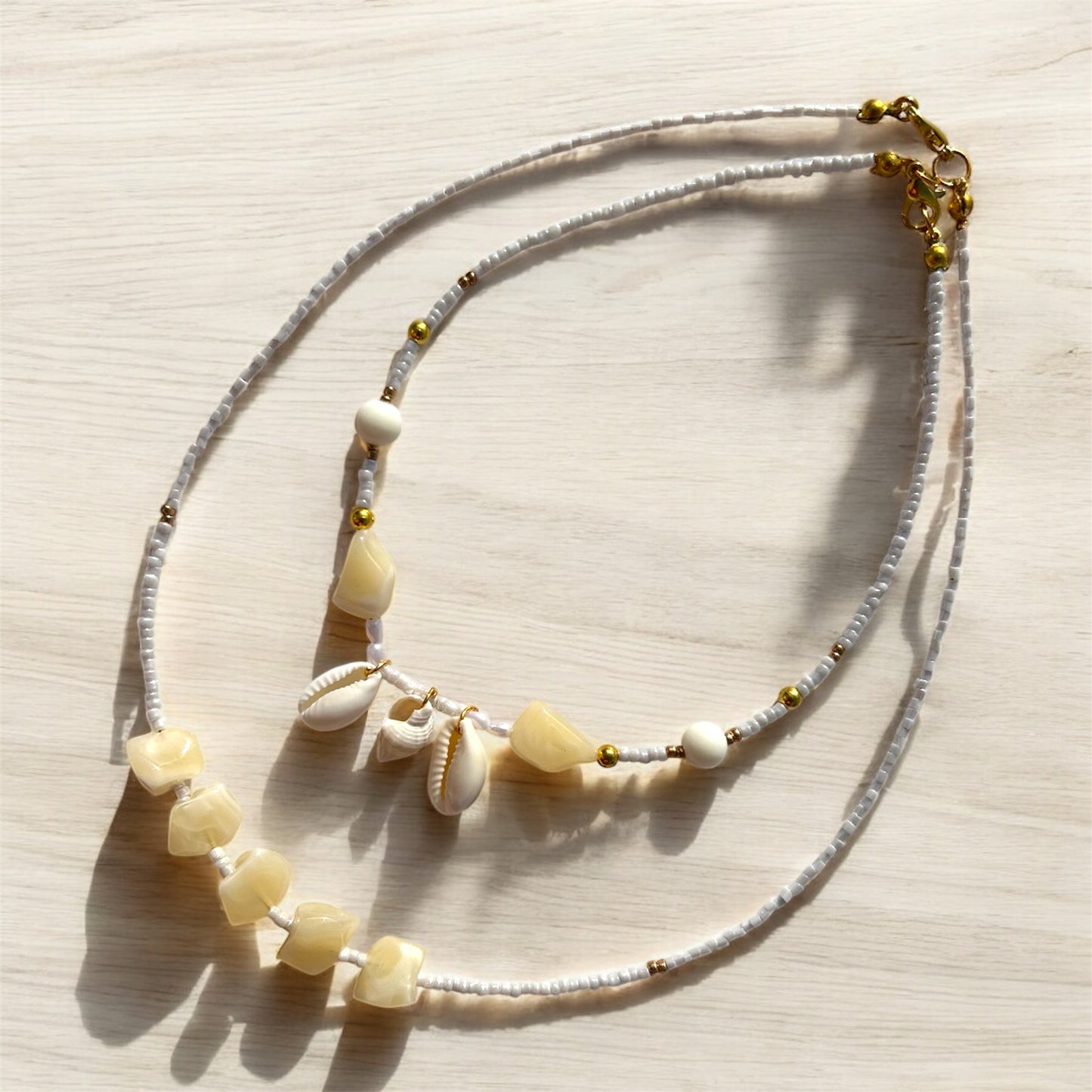 Sandy Seashell Stack Necklaces
