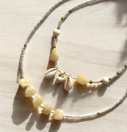 Sandy Seashell Stack Necklaces