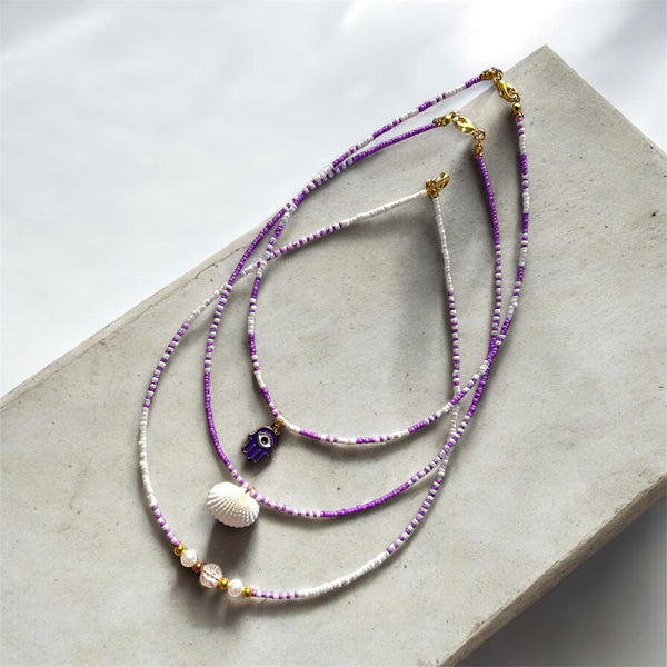 Lavender Charm Stack Necklace