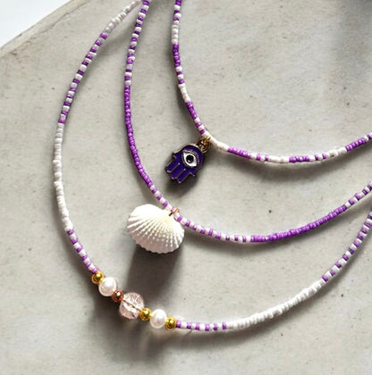Lavender Charm Stack Necklace