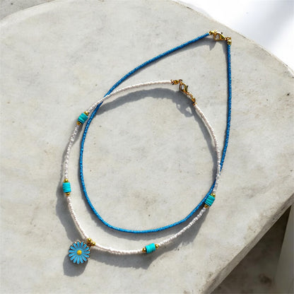 Blue Bloom Stack Necklaces