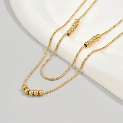 Golden Beads Layered Necklace