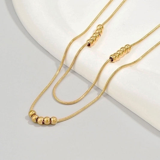 Golden Beads Layered Necklace