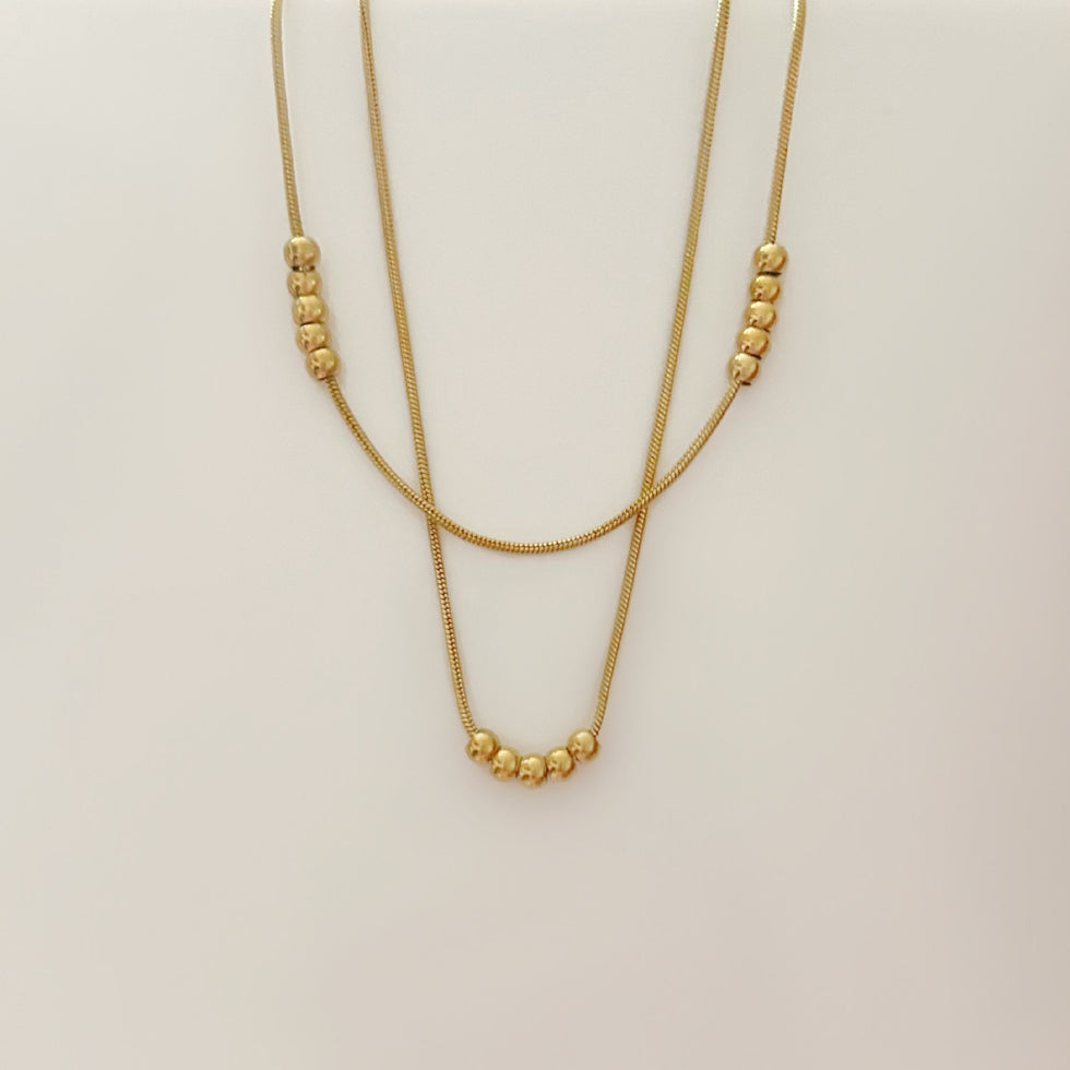 Golden Beads Layered Necklace