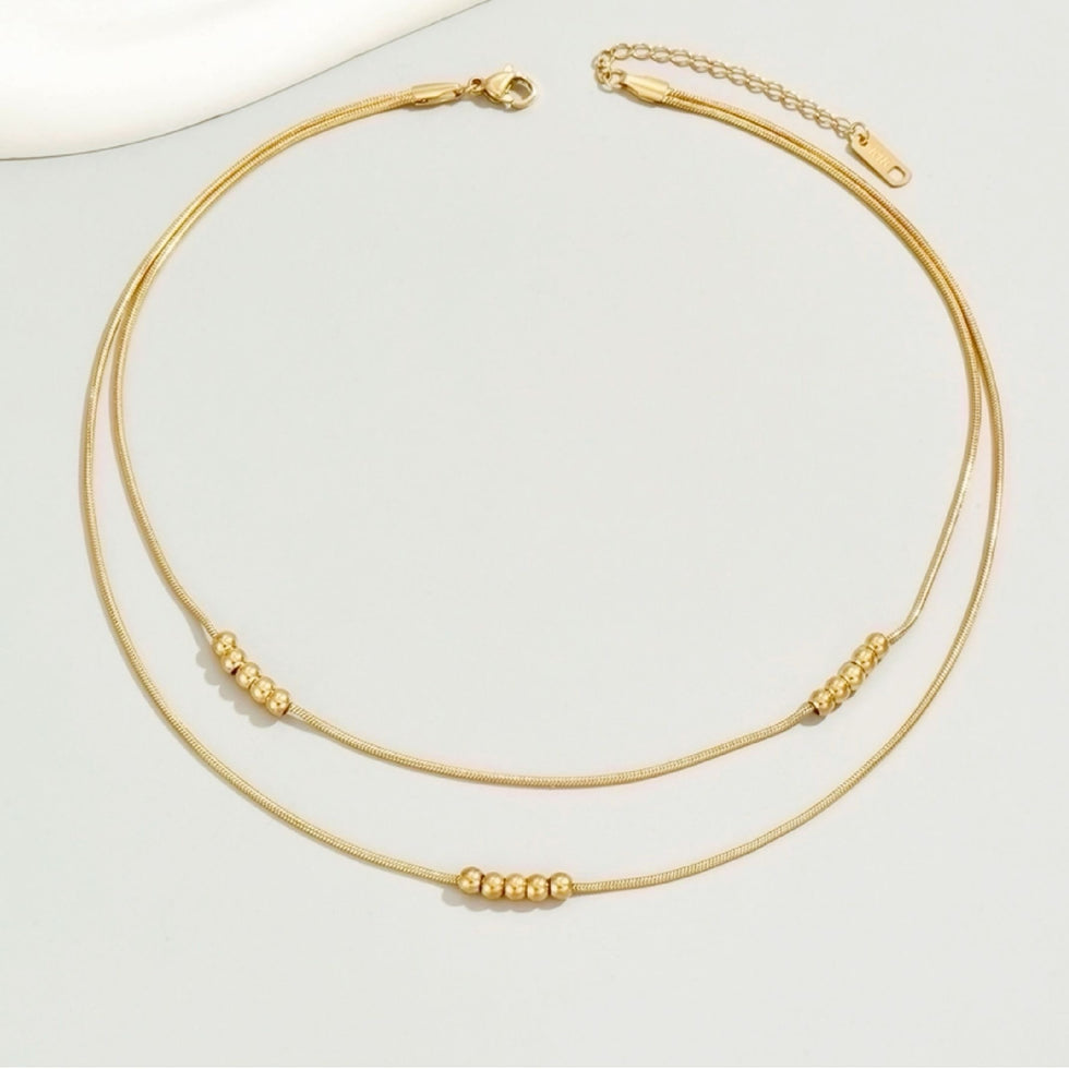 Golden Beads Layered Necklace