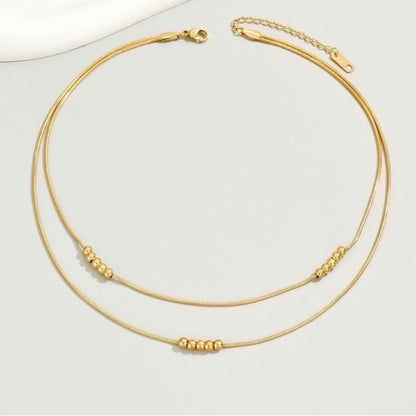 Golden Beads Layered Necklace