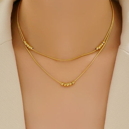 Golden Beads Layered Necklace