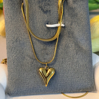 Heart Snake Chain Layered Necklace