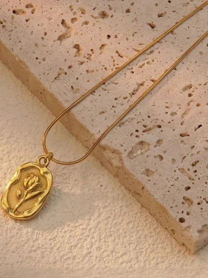 Golden Rose Pendent Necklace