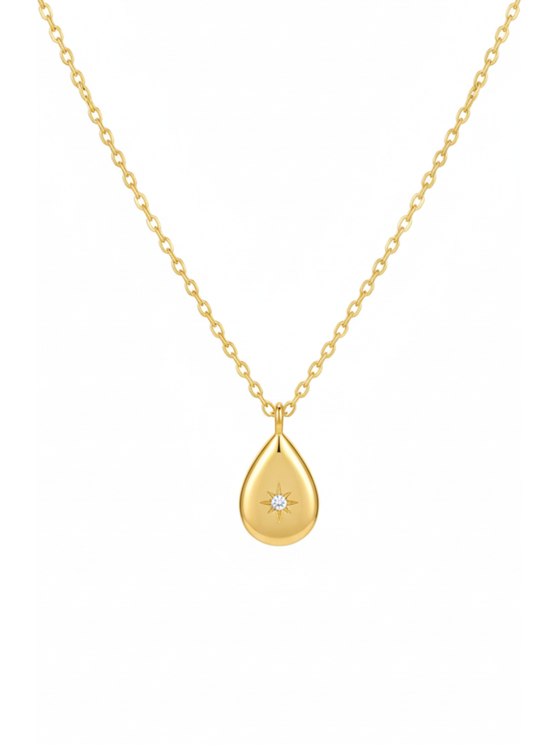 Golden Tear drop Charm Necklace