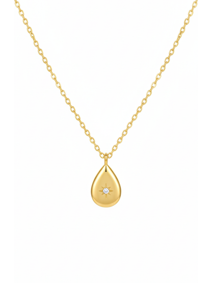 Golden Tear drop Charm Necklace