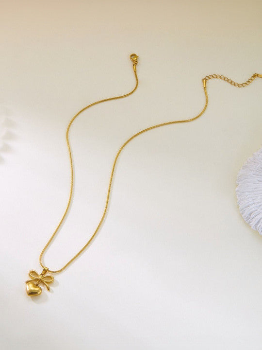 Aurora Bow Heart Drop necklace