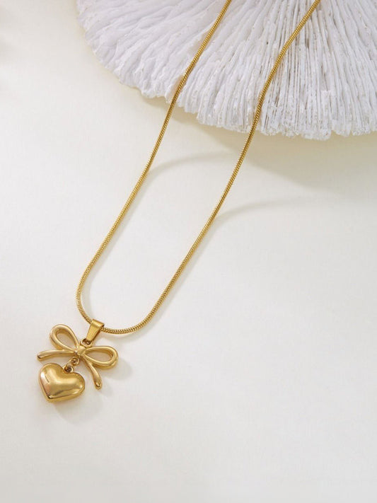 Aurora Bow Heart Drop necklace