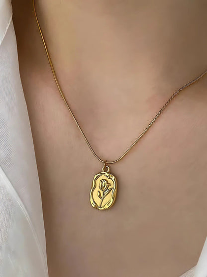 Golden Rose Pendent Necklace